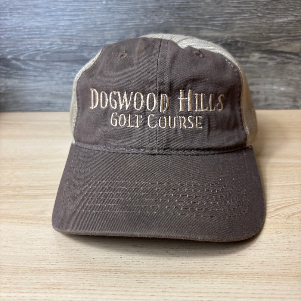 Dogwood Hills Golf Course Hat Cap Strap Back Brown Adjustable
